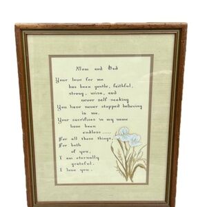Vintage Framed‎ Poem. "Mom And Dad..."
